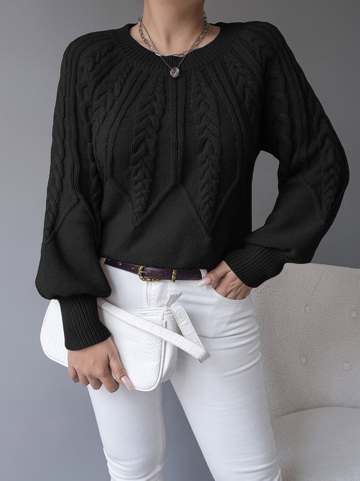 Caldra | Damen Zopfmuster Strickpullover - Taupe - Image 24