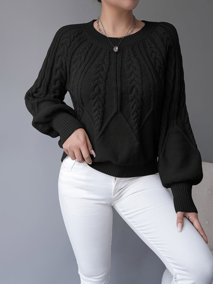 Caldra | Damen Zopfmuster Strickpullover - Taupe - Image 25