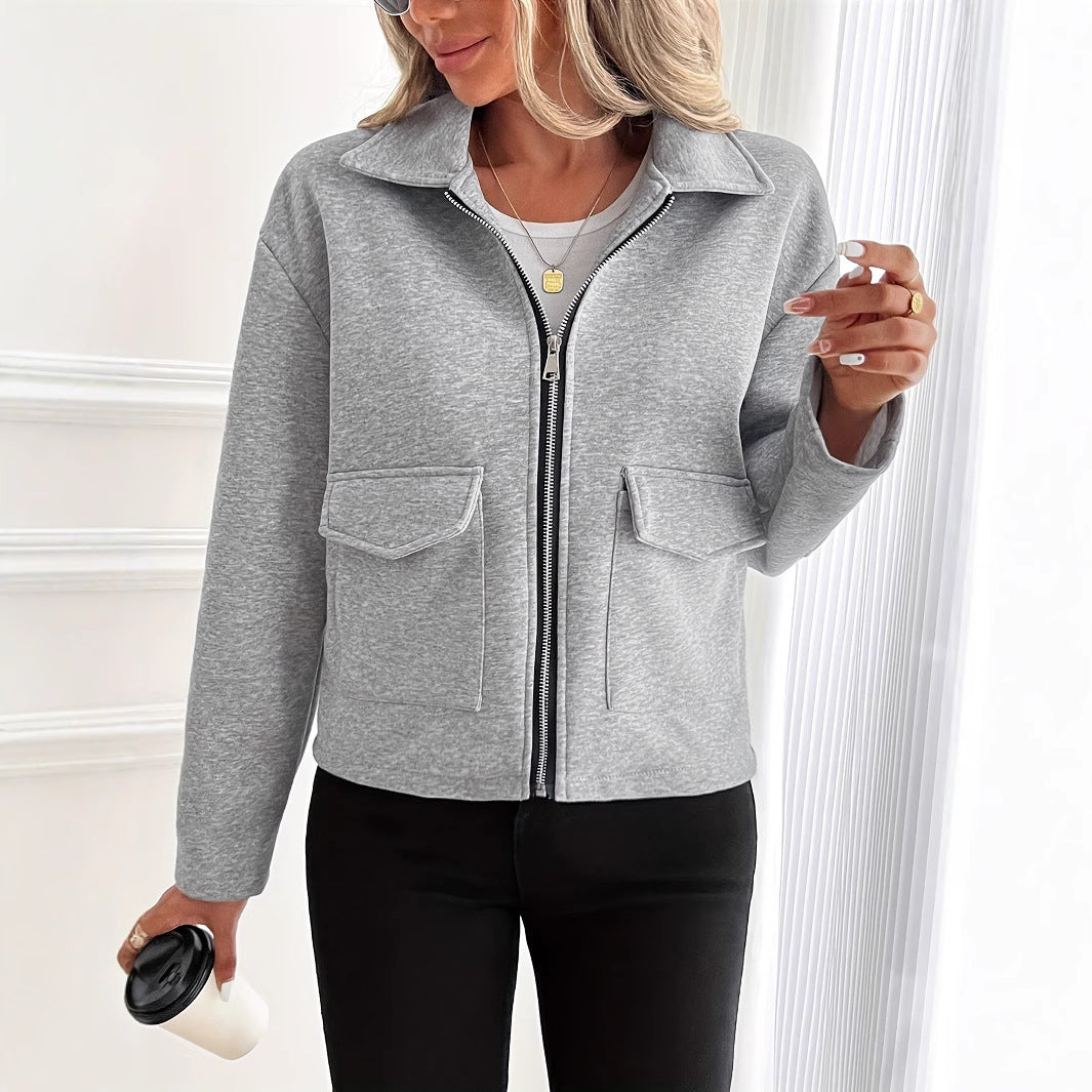 Caldwyn | Damen Fleecejacke mit Reißverschluss - Light Grey - Image 3