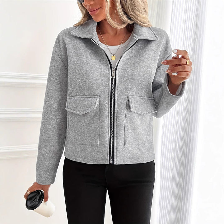 Caldwyn | Damen Fleecejacke mit Reißverschluss - Light Grey - Image 3