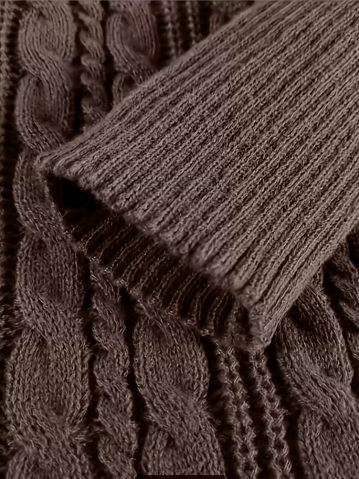 Cardwyn | Damen Strickkleid mit Kapuze Zopfmuster - Dark Grey - Image 6
