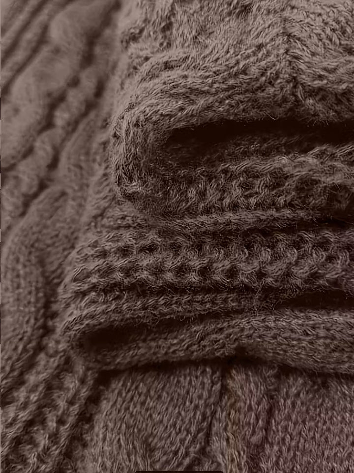 Cardwyn | Damen Strickkleid mit Kapuze Zopfmuster - Dark Grey - Image 7