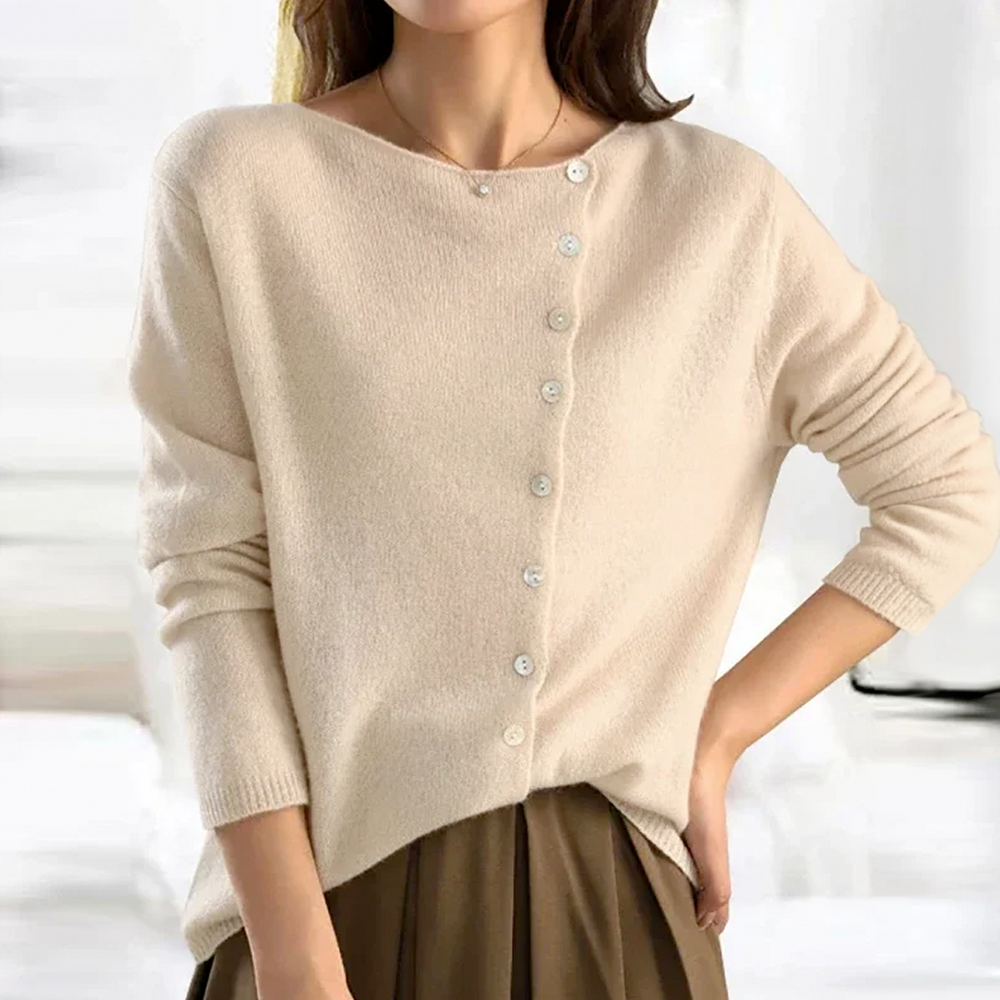 Celvaine | Women's Knit Button-Front Cardigan - Dark Grey - Image 2