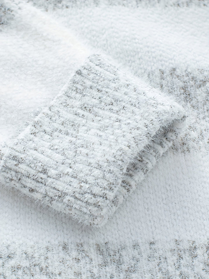 Colvina | Damen Rollkragenpullover Gestreift Oversize - White - Image 5