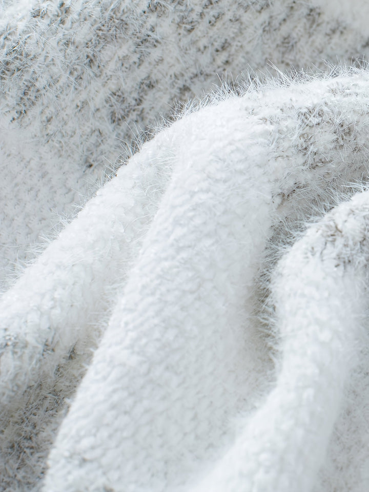 Colvina | Damen Rollkragenpullover Gestreift Oversize - White - Image 6