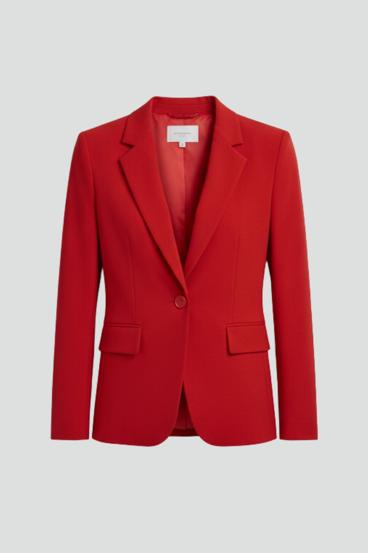 Corvaine | Damen Roter Blazer Einknöpfer - Red - Image 1
