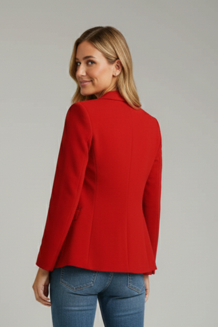 Corvaine | Damen Roter Blazer Einknöpfer - Red - Image 5