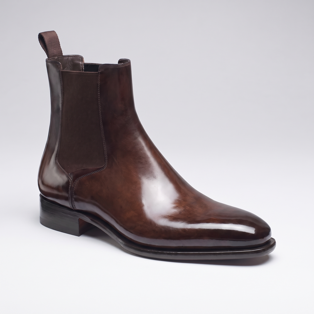 Corvaine | Herren Leder Stiefeletten Chelsea Boots - Brown - Image 5