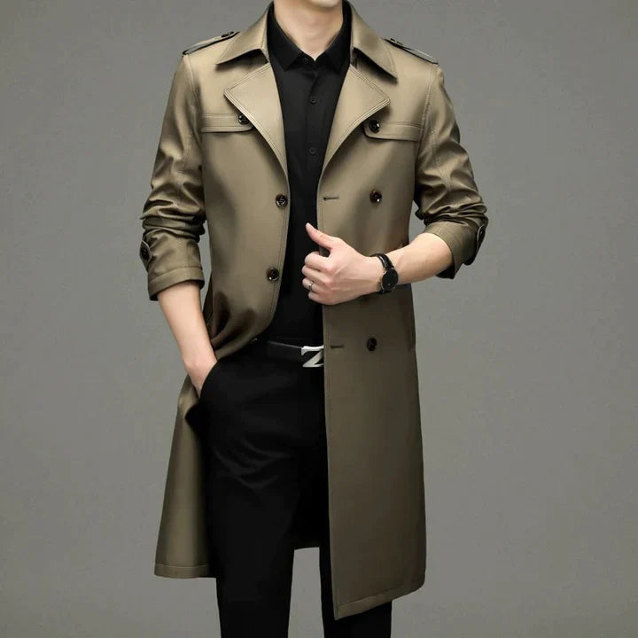 Corvald | Herren Wintermantel Langer Trenchcoat - Navy - Image 2