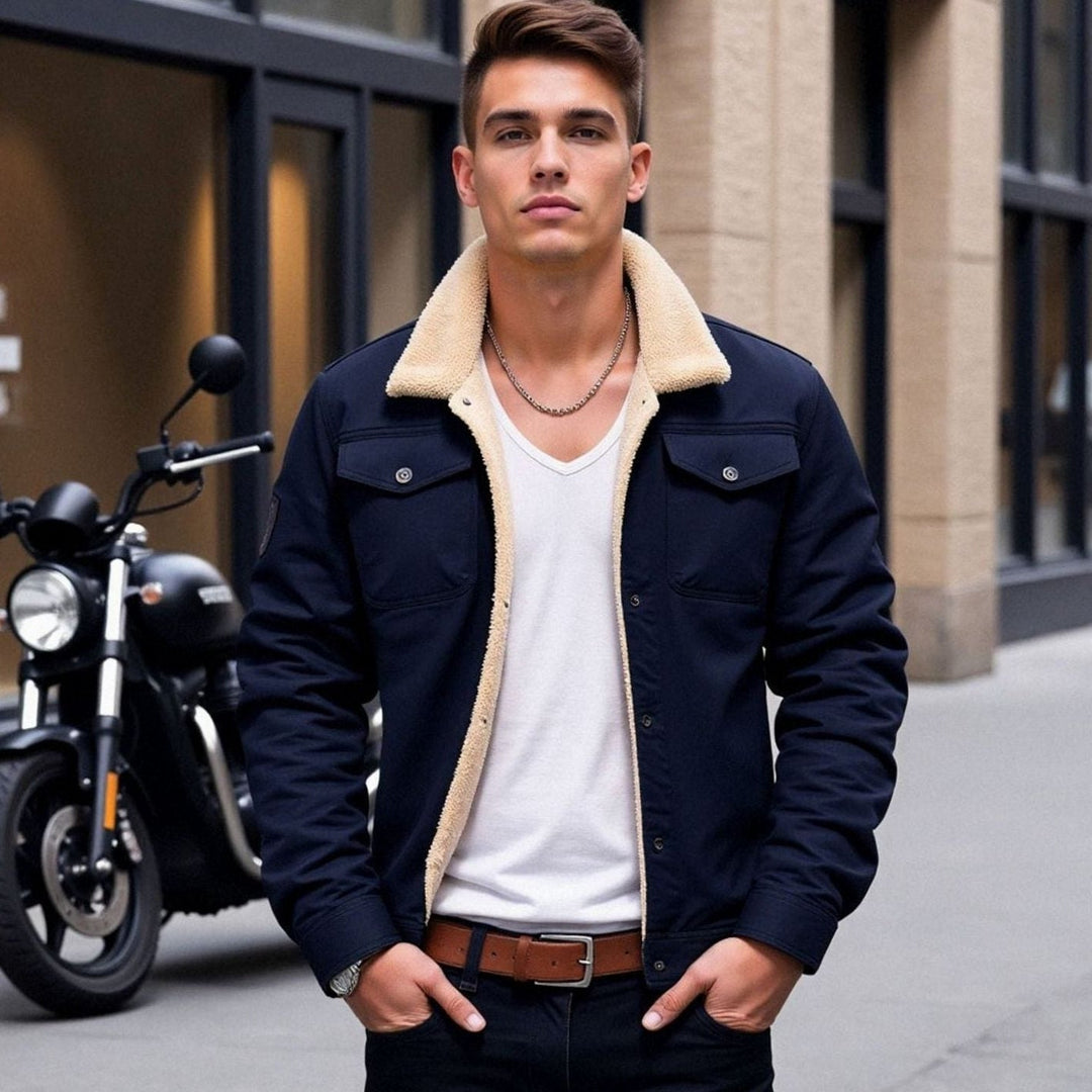 Corvale | Herren Teddyjacke mit Fleecefutter - Navy - Image 1