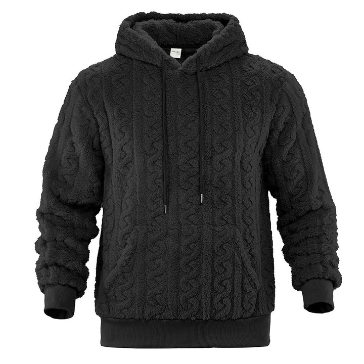 Corvand | Herren Teddy-Hoodie Zopfmuster Kapuzenpullover - Grey - Image 10