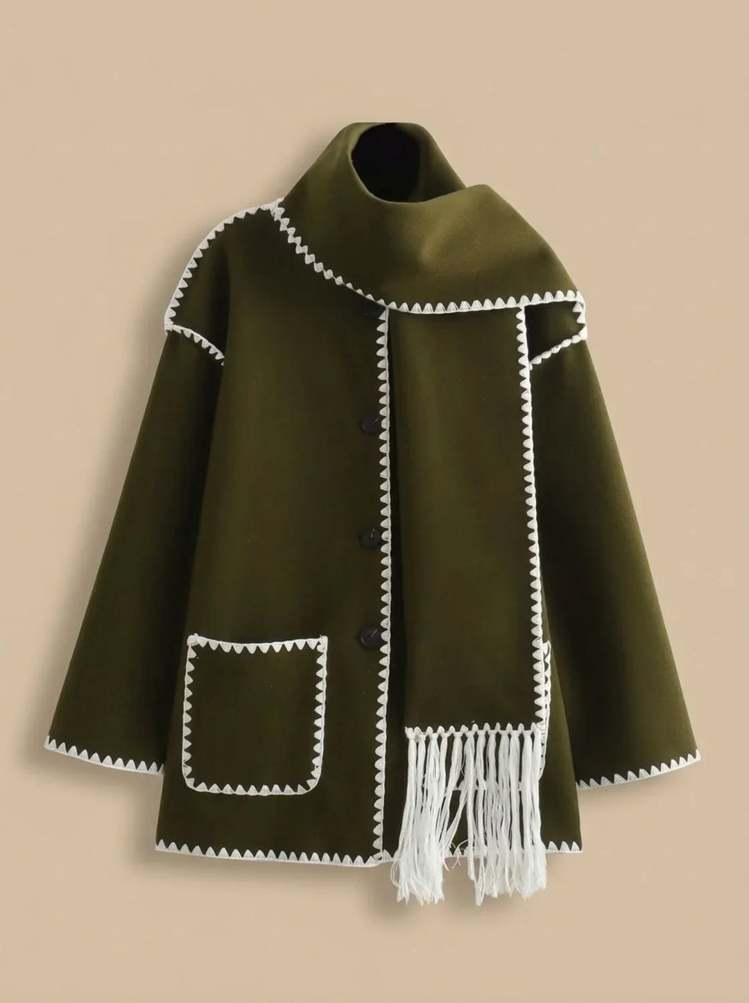 Corvela | Damen Winterjacke Cape-Mantel mit Schal - Black - Image 3