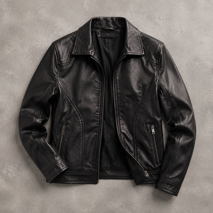 Corveld | Herren Lederjacke Slim Fit Bikerjacke - Black - Image 1