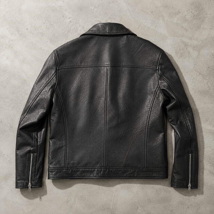 Corveld | Herren Lederjacke Slim Fit Bikerjacke - Black - Image 4