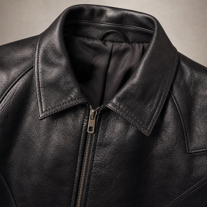 Corveld | Herren Lederjacke Slim Fit Bikerjacke - Black - Image 6
