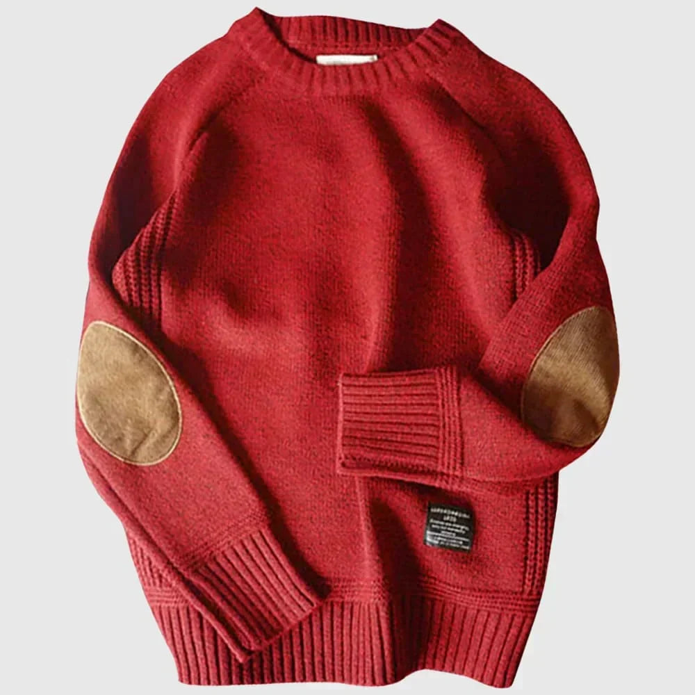 Corveld | Herren Strickpullover Rundhals Ellenbogenpatches - Image 2