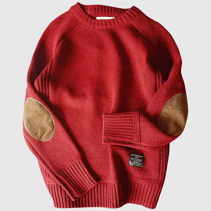 Corveld | Herren Strickpullover Rundhals Ellenbogenpatches - Image 2
