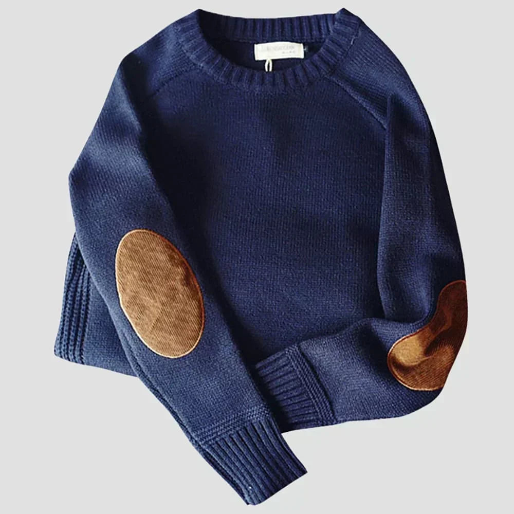 Corveld | Herren Strickpullover Rundhals Ellenbogenpatches - Image 3