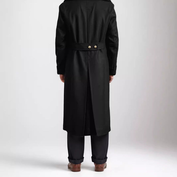 Corvian | Herren Langer Wintermantel Wollmantel Schalkragen - Black - Image 2