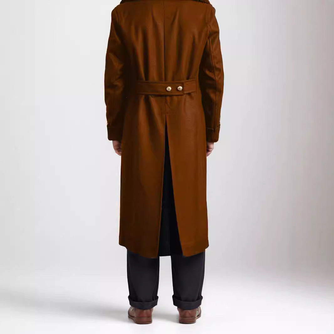 Corvian | Herren Langer Wintermantel Wollmantel Schalkragen - Black - Image 4