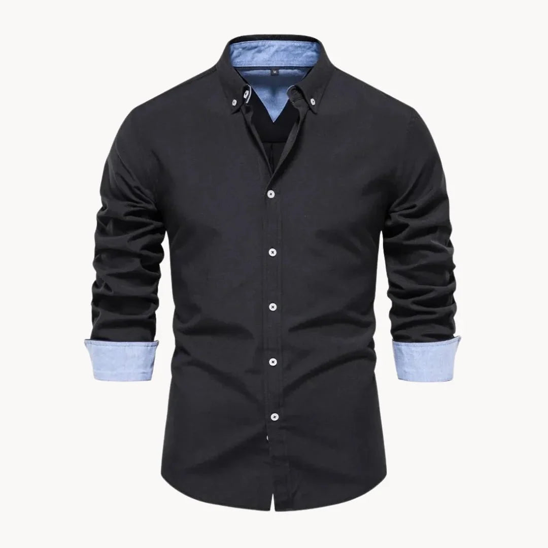Corvien | Herren Slim Fit Hemd Langarm Schwarz - Black - Image 1