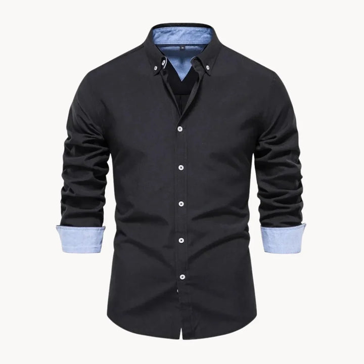 Corvien | Herren Slim Fit Hemd Langarm Schwarz - Black - Image 1