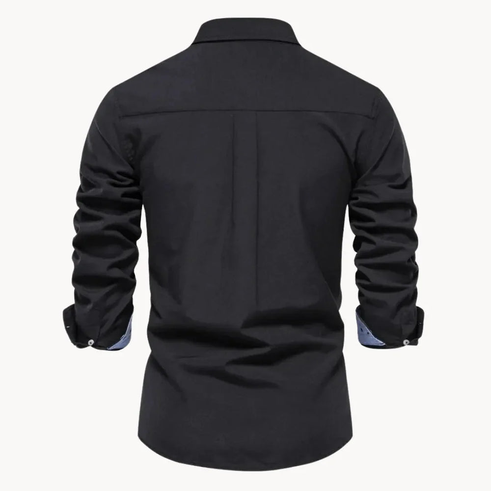 Corvien | Herren Slim Fit Hemd Langarm Schwarz - Black - Image 2
