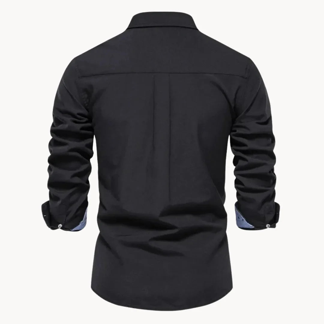 Corvien | Herren Slim Fit Hemd Langarm Schwarz - Black - Image 2