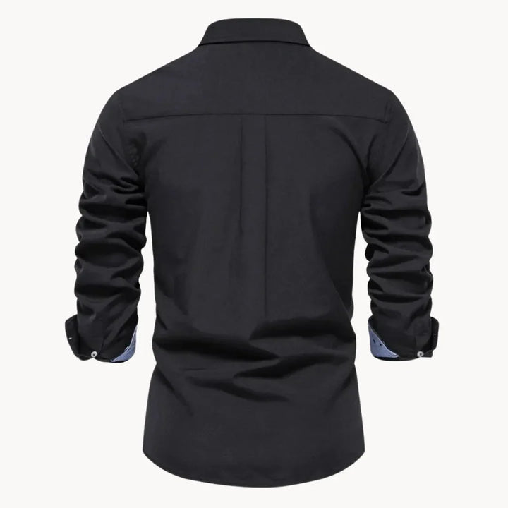 Corvien | Herren Slim Fit Hemd Langarm Schwarz - Black - Image 2