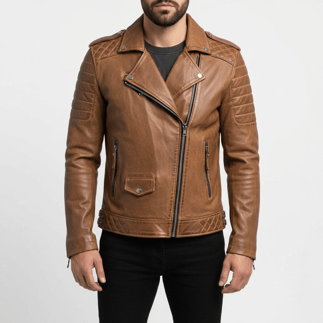 Corvund | Herren Lederjacke Bikerjacke - Image 1