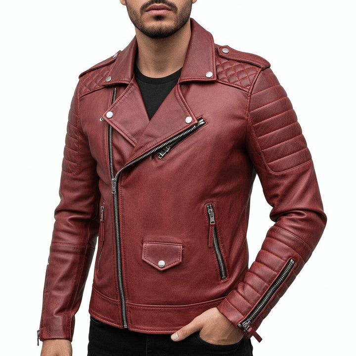 Corvund | Herren Lederjacke Bikerjacke - Image 2