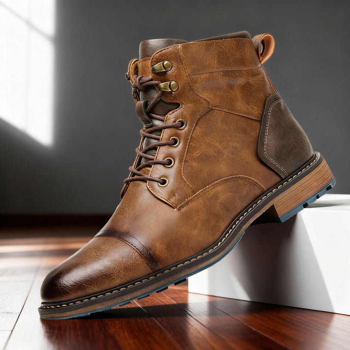 Corvund | Herren Stiefeletten Schnürboots mit Zehenkappe - Light Brown - Image 1