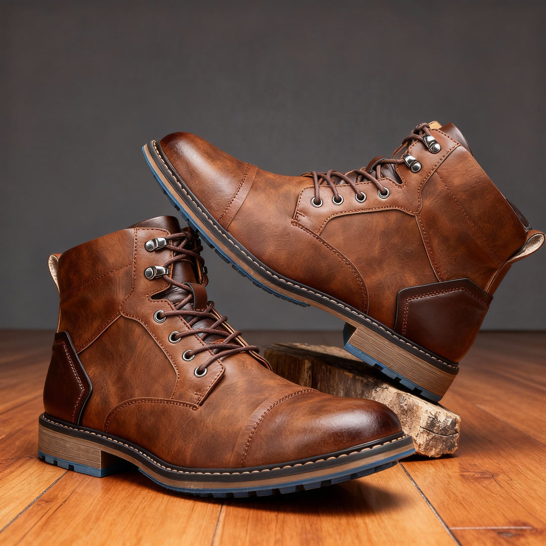 Corvund | Herren Stiefeletten Schnürboots mit Zehenkappe - Light Brown - Image 10