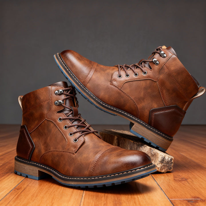 Corvund | Herren Stiefeletten Schnürboots mit Zehenkappe - Light Brown - Image 10