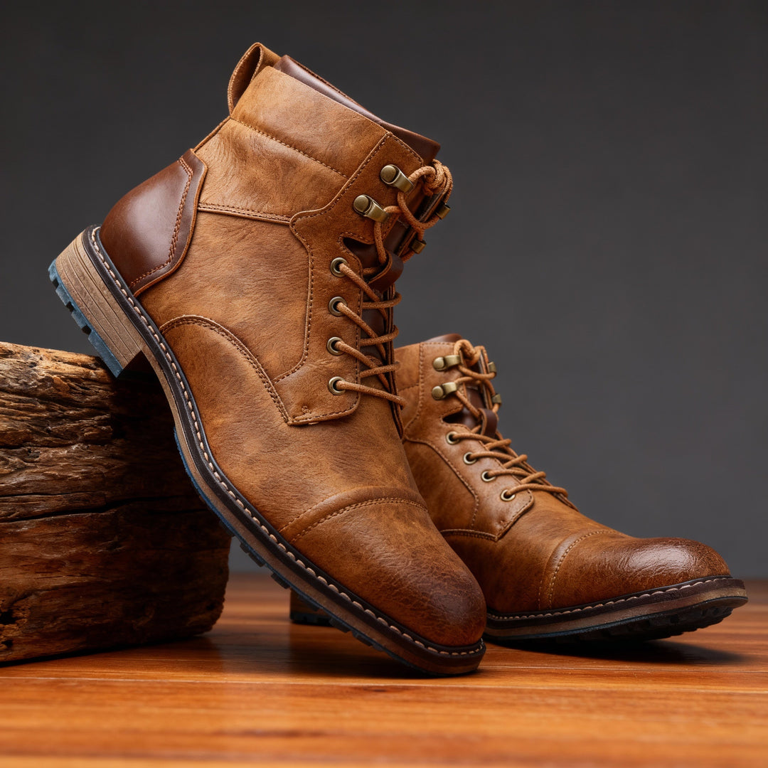 Corvund | Herren Stiefeletten Schnürboots mit Zehenkappe - Light Brown - Image 11