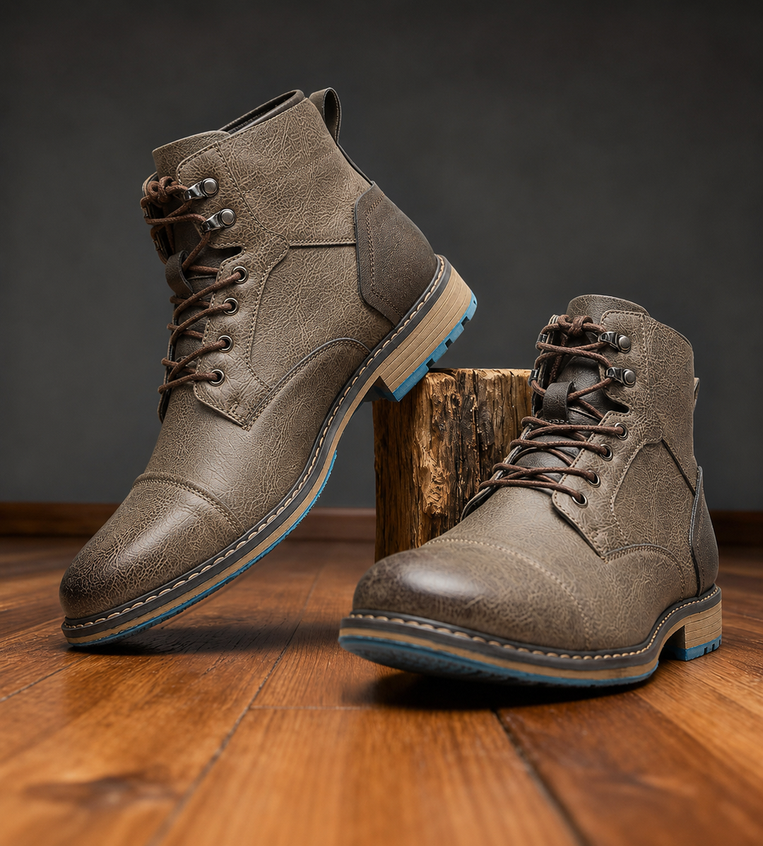 Corvund | Herren Stiefeletten Schnürboots mit Zehenkappe - Light Brown - Image 12