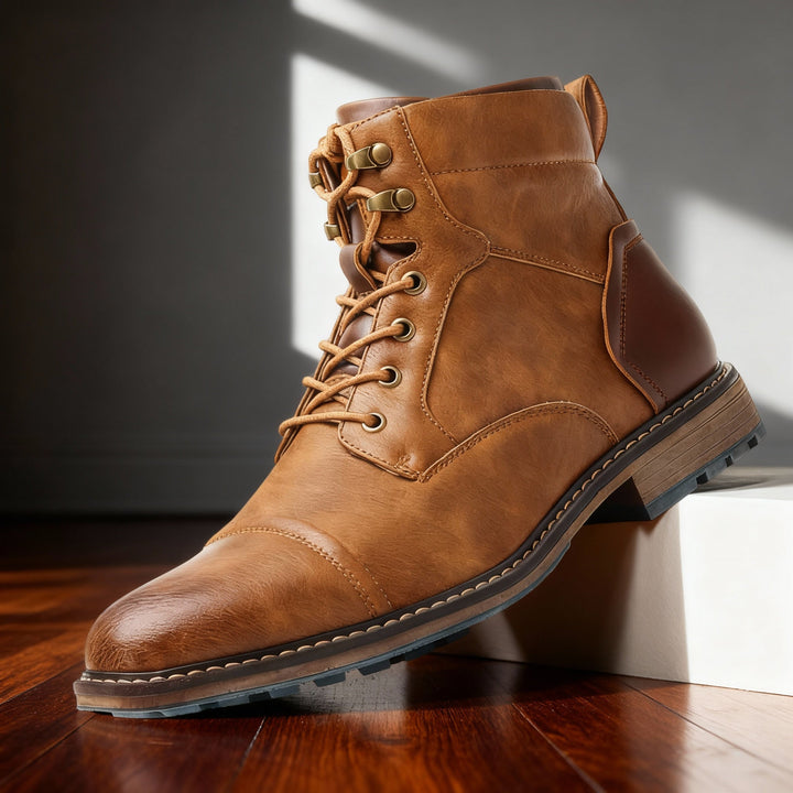 Corvund | Herren Stiefeletten Schnürboots mit Zehenkappe - Light Brown - Image 3