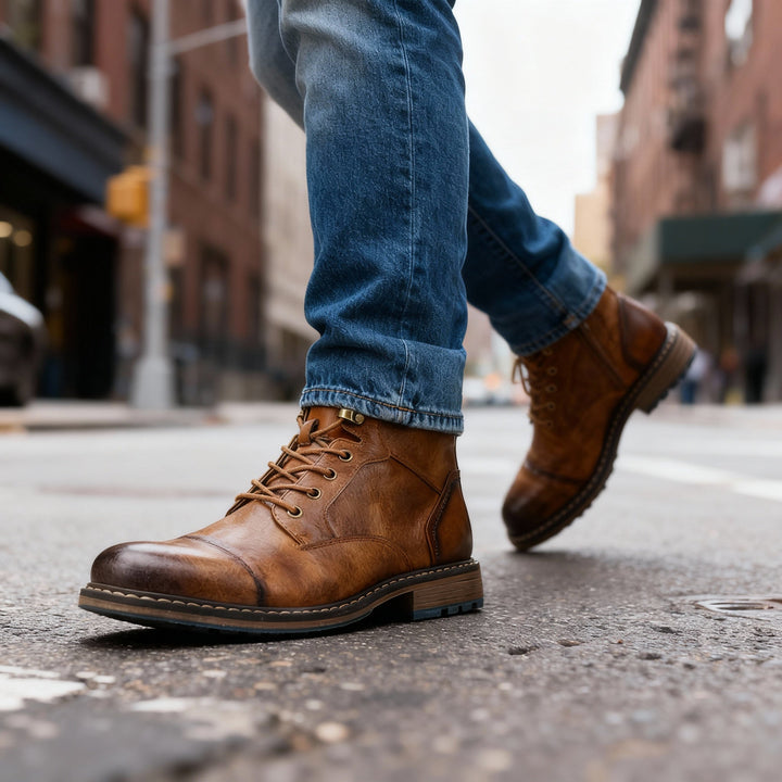 Corvund | Herren Stiefeletten Schnürboots mit Zehenkappe - Light Brown - Image 6