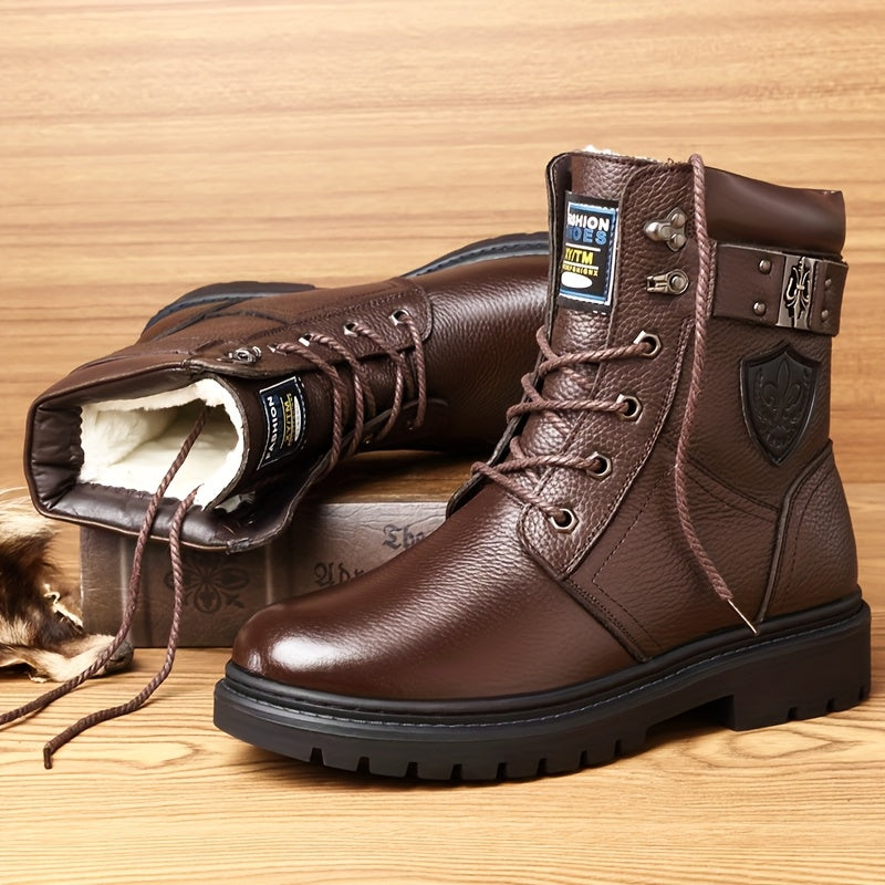 Corvund | Herren Winterstiefel Gefüttert Schnürstiefel - Black - Image 3