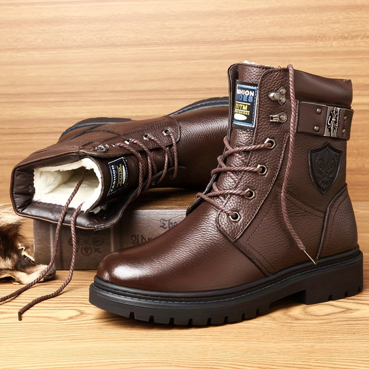 Corvund | Herren Winterstiefel Gefüttert Schnürstiefel - Black - Image 3