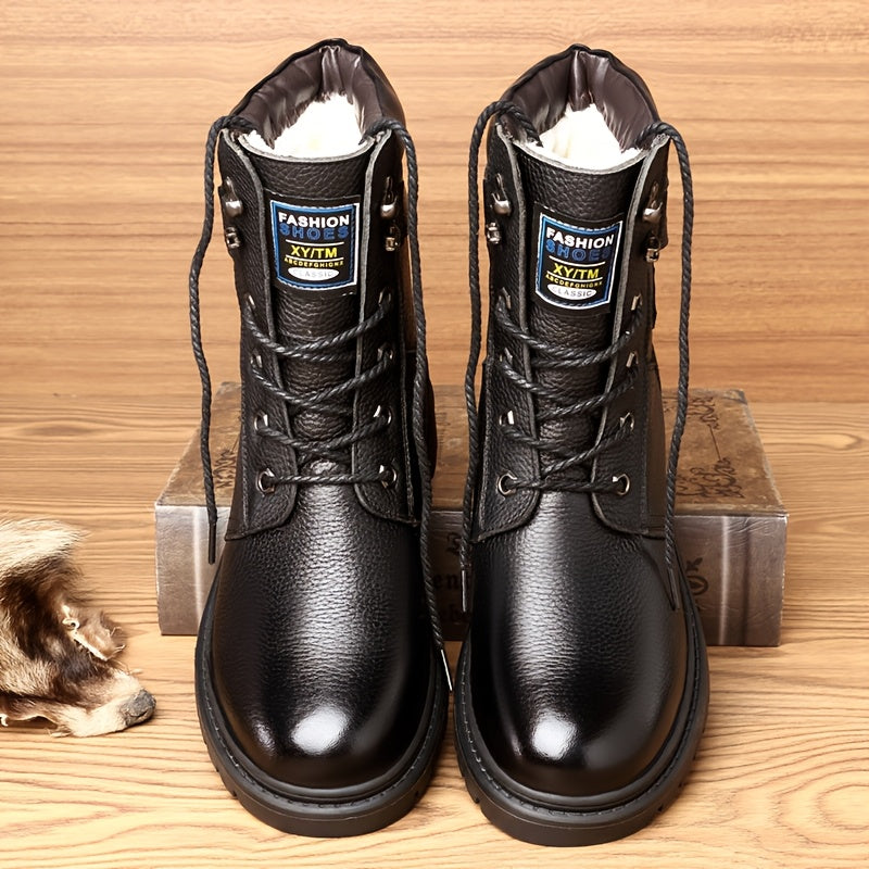 Corvund | Herren Winterstiefel Gefüttert Schnürstiefel - Black - Image 4