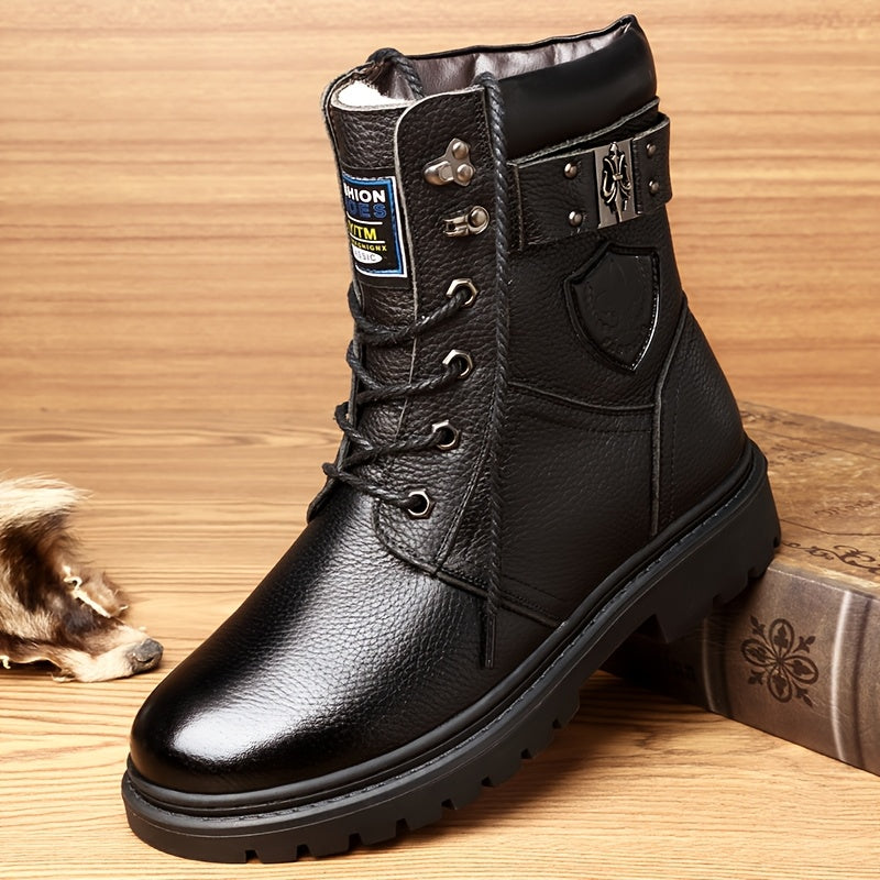 Corvund | Herren Winterstiefel Gefüttert Schnürstiefel - Black - Image 7