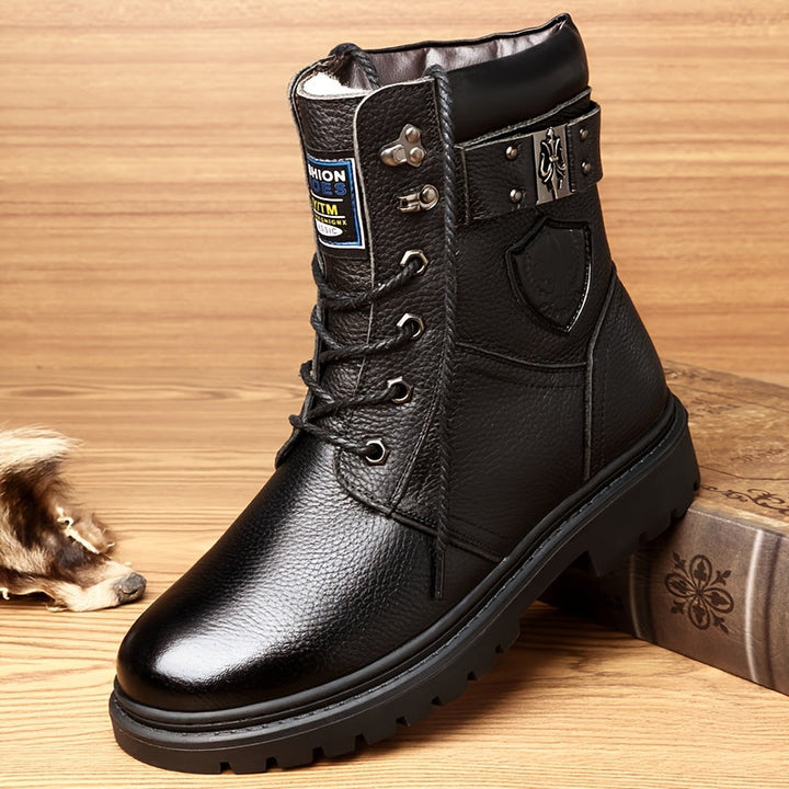 Corvund | Herren Winterstiefel Gefüttert Schnürstiefel - Black - Image 7