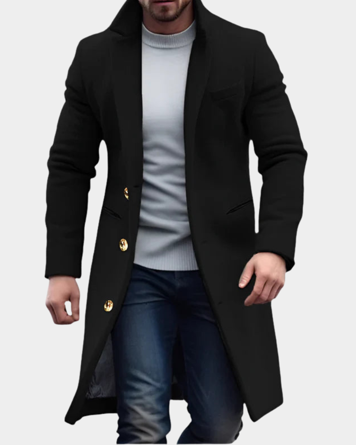 Corvyn | Herren Wintermantel Langer Mantel - Black - Image 1