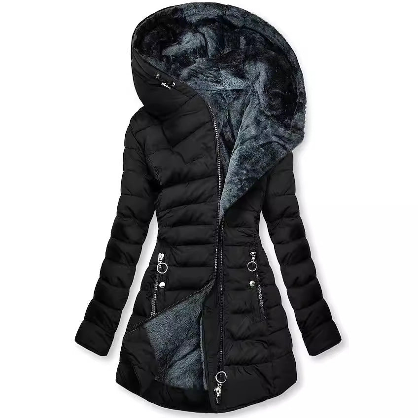Dagmar | Damen Winterjacke mit Kapuze Steppjacke - Black - Image 1