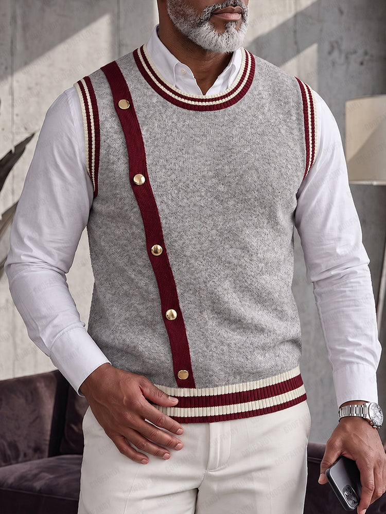 Darveld | Herren Strickweste mit Kontraststreifen - Light Grey - Image 1