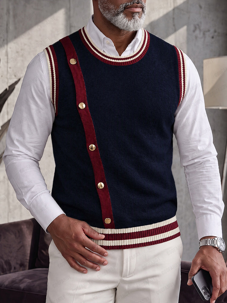 Darveld | Herren Strickweste mit Kontraststreifen - Light Grey - Image 2
