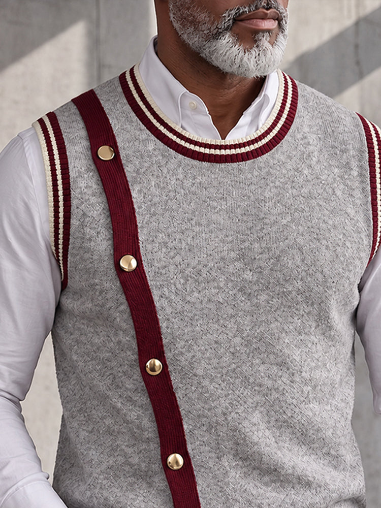 Darveld | Herren Strickweste mit Kontraststreifen - Light Grey - Image 3