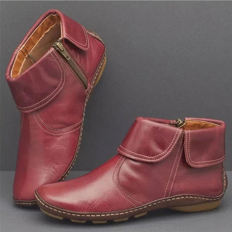 Delvaine | Damen Stiefeletten mit Reißverschluss - Burgundy - Image 1