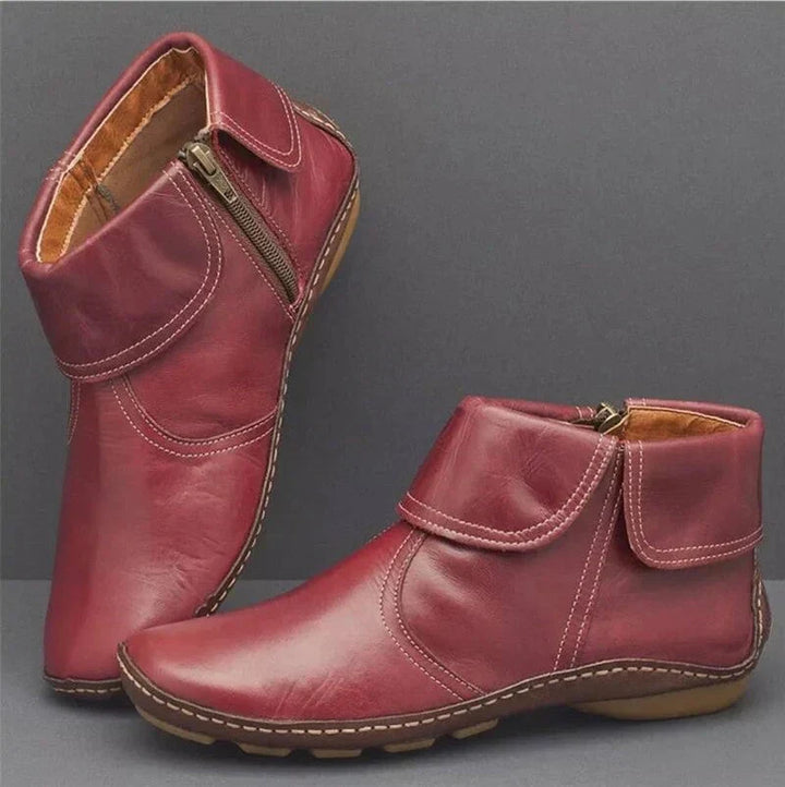 Delvaine | Damen Stiefeletten mit Reißverschluss - Burgundy - Image 1